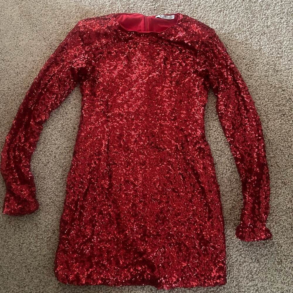 NAKD Red Sequin Mini Dress